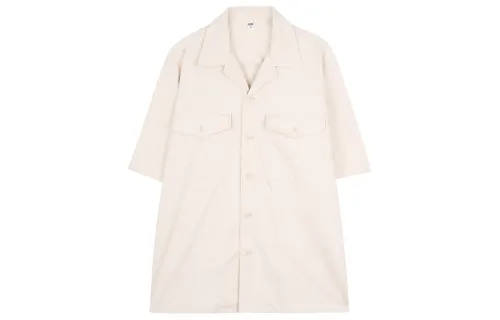 UNIQLO Shirts Men's Light Beige Cuban Collar Moderate Other