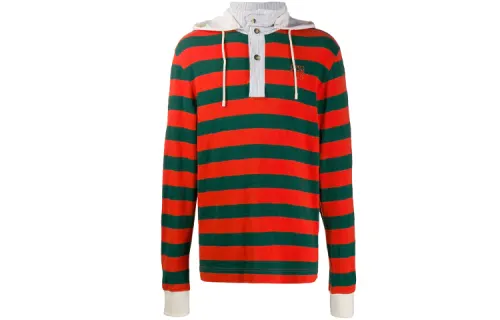 LOEWE Sweaters Men's Orange Hooded Moderate Mock Two Piece