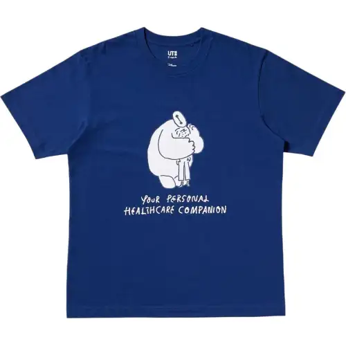 UNIQLO Yu Nagaba T Shirts Unisex Dark Blue Crew Neck Moderate Straight Fit