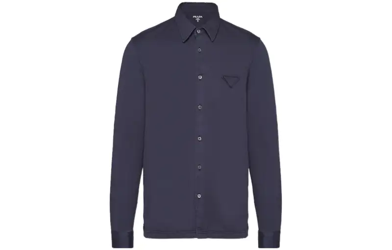 Prada logo-patch cotton shirt