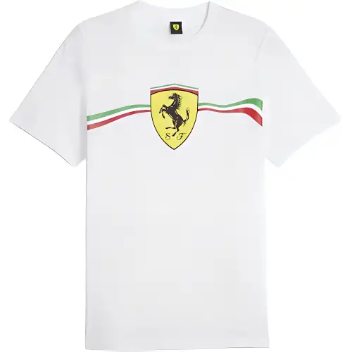 PUMA T Shirts Men's White Crew Neck Moderate Straight Fit