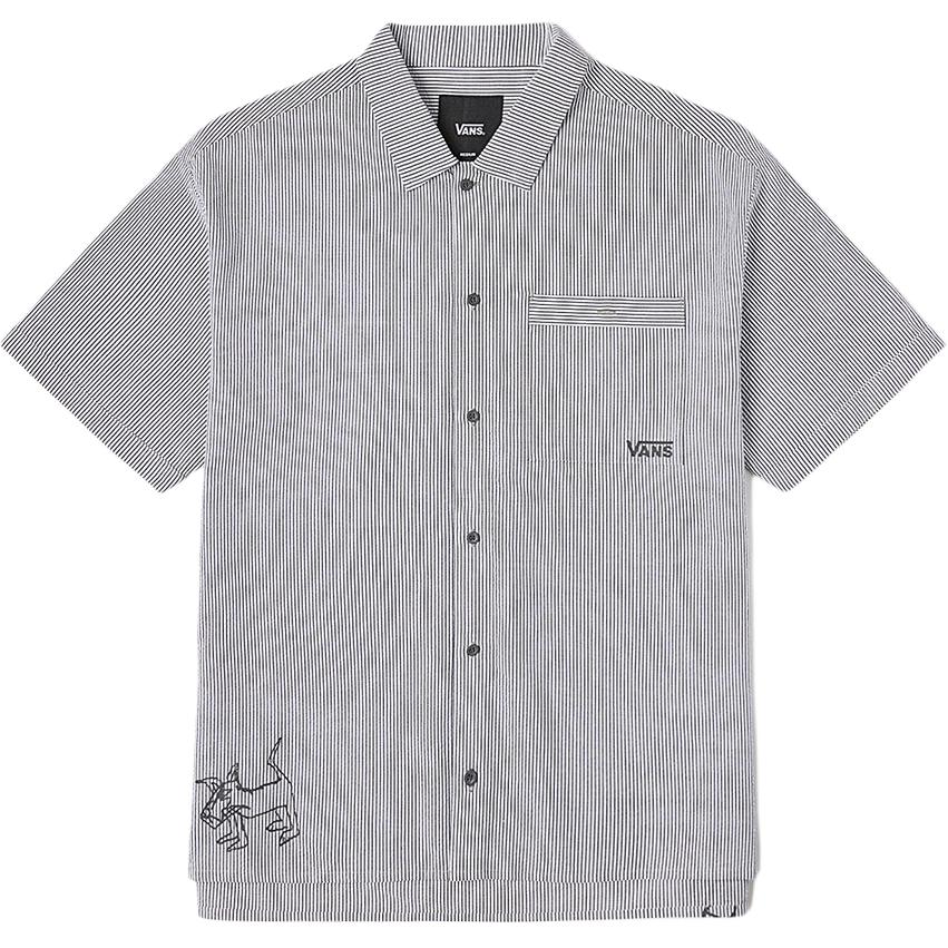 Мужская рубашка Vans Striped Shirt (серо-белая полоска)