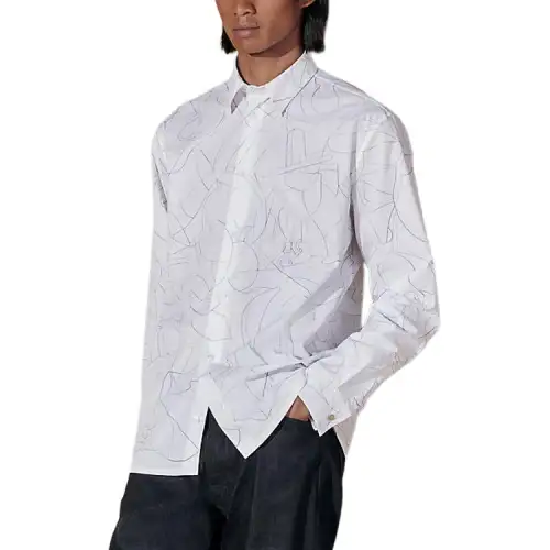 HERMES Shirts Men's White Lapel Moderate Other