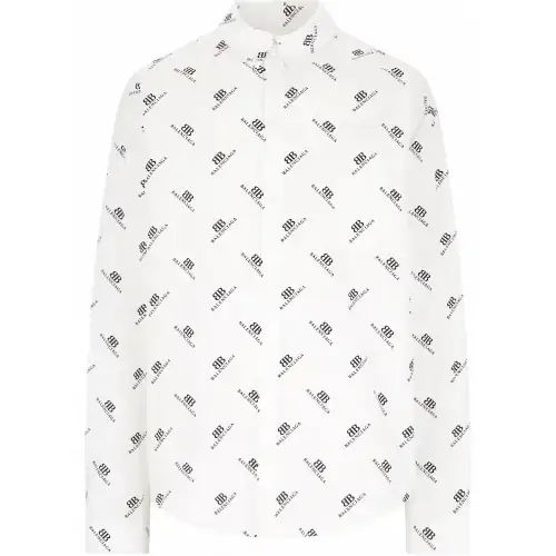 Balenciaga Allover Bb Logo Printed Long Sleeved Shirt