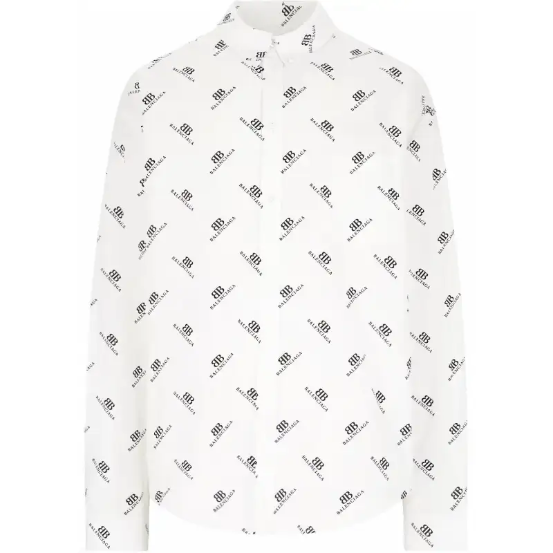 Balenciaga Allover Bb Logo Printed Long Sleeved Shirt