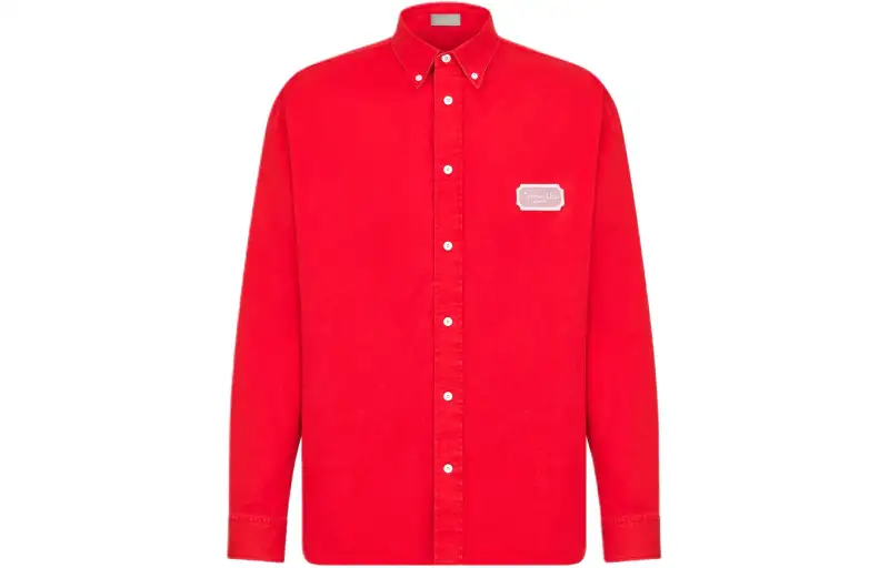 DIOR Shirts Men's Red Pointed Collar Moderate Other