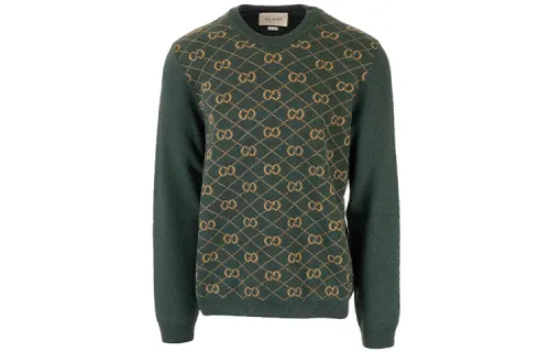 GUCCI Sweaters Men's Dark Green Crew Neck Moderate Other