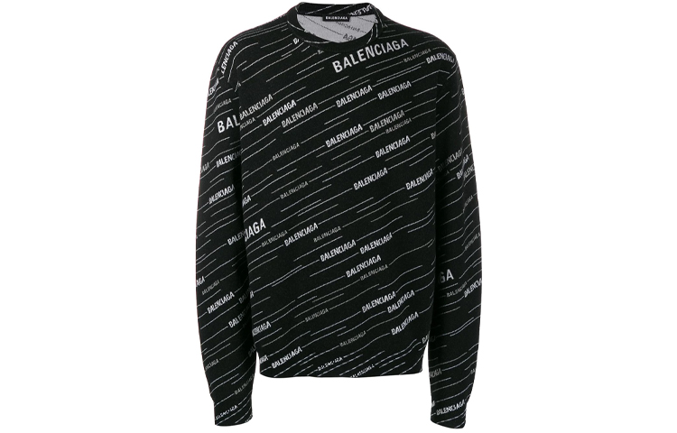 Balenciaga Sweaters Men's Black Crew Neck Moderate