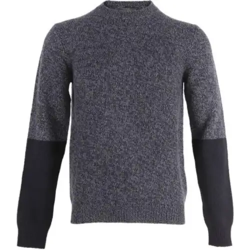 PRADA Sweaters Men's Black Gray Color Crew Neck Moderate Base Layer