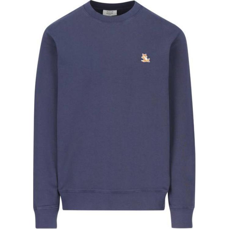 Мужское худи Maison Kitsune Crewneck Slim Fit (синее)