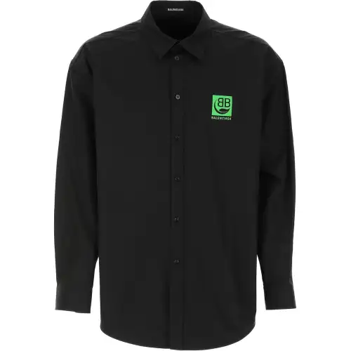 Balenciaga Shirts Men's Black Lapel Moderate