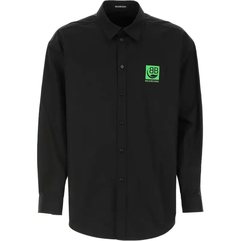 Balenciaga Shirts Men's Black Lapel Moderate