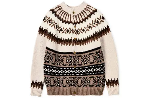 LOEWE Sweaters Men's Beige Crew Neck Moderate Cardigan