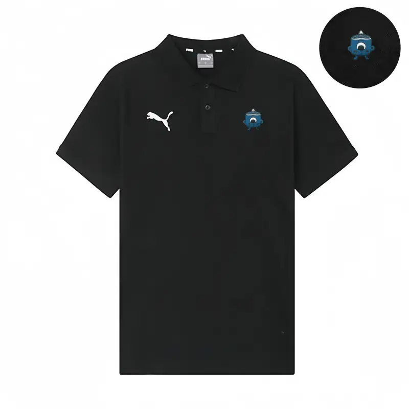 PUMA Polo Shirts Unisex Black Polo Collar Moderate Straight Fit