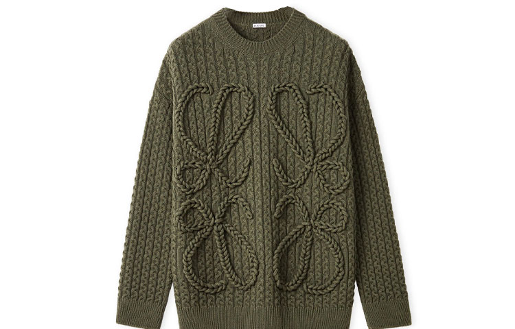 LOEWE Sweaters Men's Green Crew Neck Moderate Other