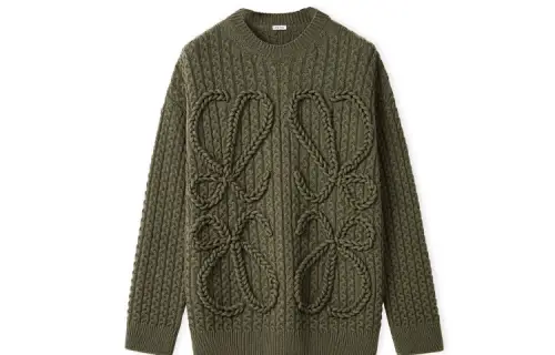 LOEWE Sweaters Men's Green Crew Neck Moderate Other