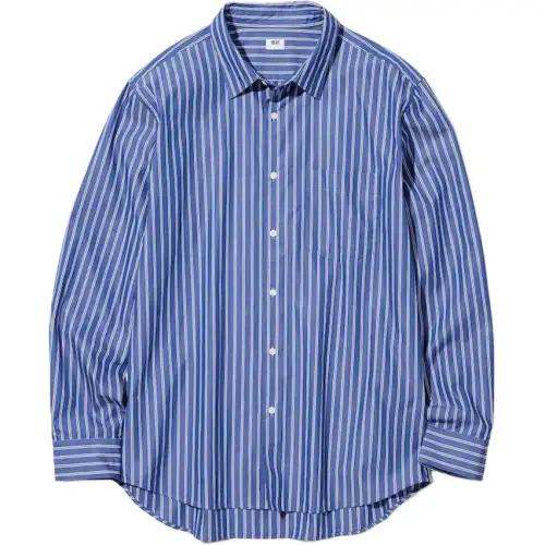 UNIQLO Shirts Unisex Sea Blue Pointed Collar Moderate Other