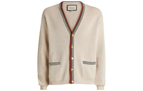 GUCCI Sweaters Men's Ecru V Neck Moderate Other