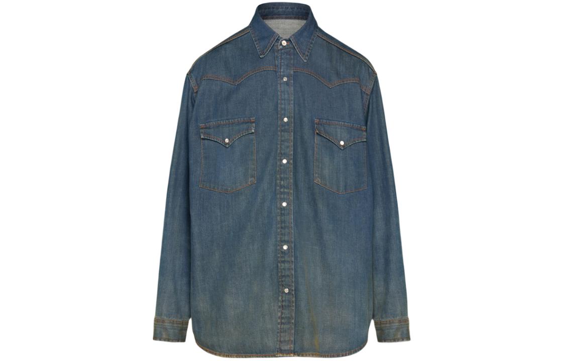 Мужская рубашка Maison Margiela Americana Wash Shirt (синяя)
