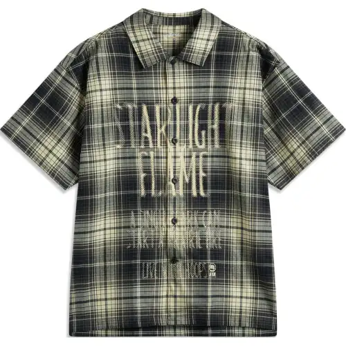Li Ning BADFIVE Shirt Men's Black Obsidian Gray Apricot Khaki Plaid