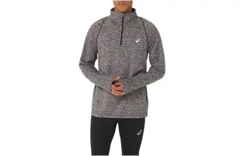 ASICS THERMOPOLIS QUARTER Shirts Men's Gray Stand Collar Moderate Other