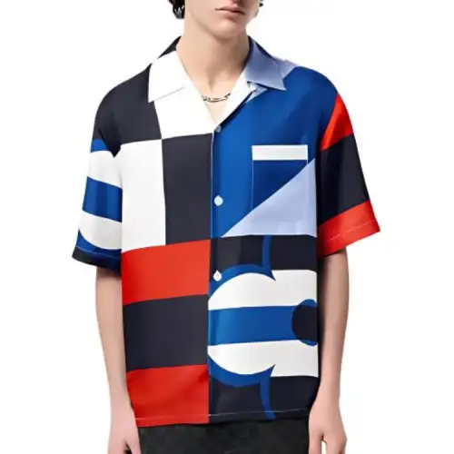LOUIS VUITTON Printed Short-Sleeved Silk Shirt