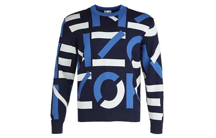 KENZO Sweaters Men's Dark Blue Crew Neck Moderate Other