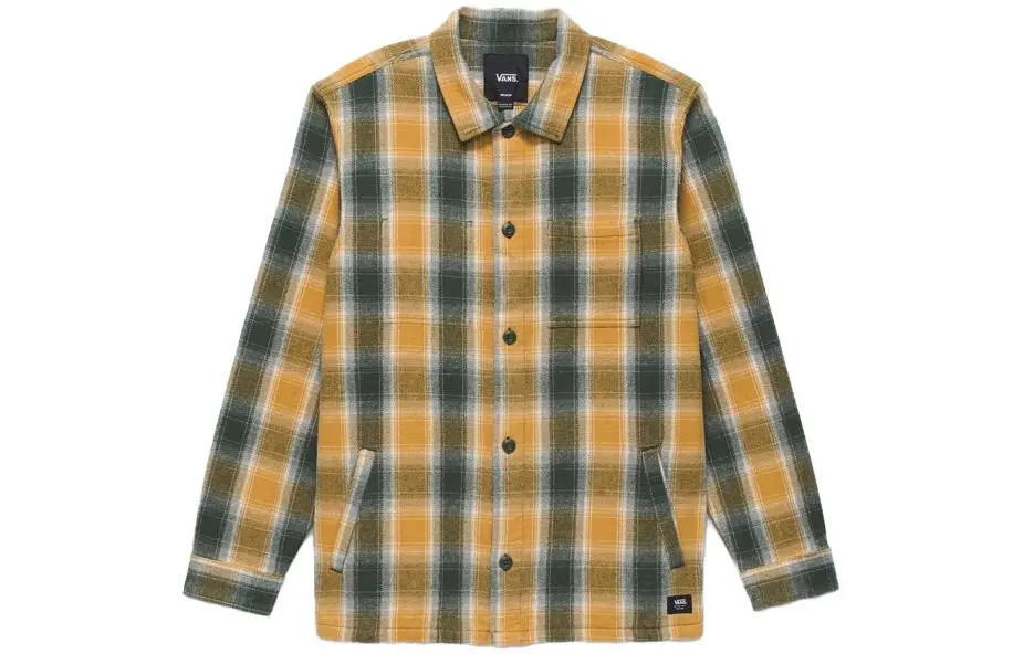 Vans Pemberton Shirts Men's Yellow Polo Collar Moderate Straight Fit