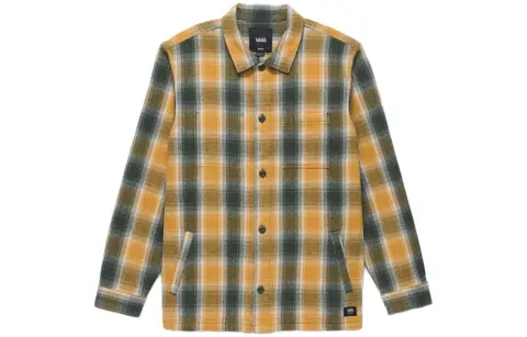 Vans Pemberton Shirts Men's Yellow Polo Collar Moderate Straight Fit