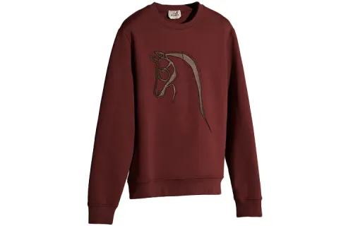 HERMES Cheval Au Trait Sweater Men's Burgundy