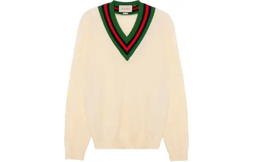 GUCCI Sweaters Men's White V Neck Moderate Other