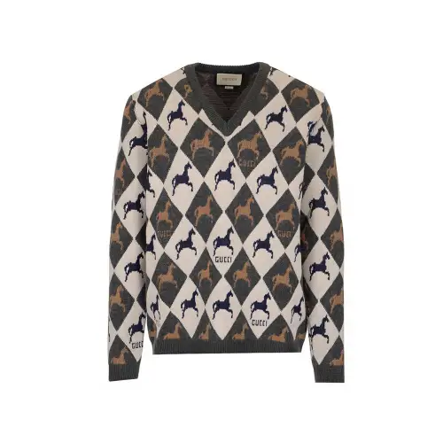 GUCCI Fitted Knitwear Men's Black Gray