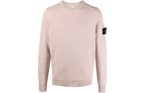 STONE ISLAND Sweaters Men's Flesh Pink Crew Neck Moderate Straight Fit
