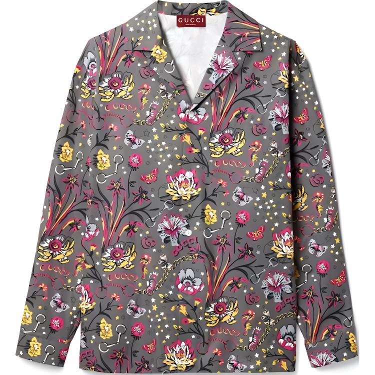 Мужская рубашка Gucci (серо-розовая)