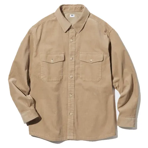 UNIQLO Solid Color Shirt Unisex Beige