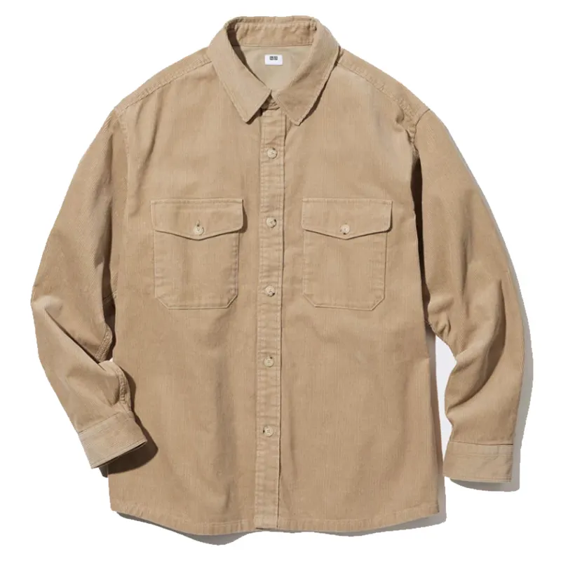 UNIQLO Solid Color Shirt Unisex Beige