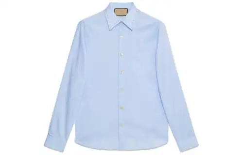 GUCCI Shirts Men's Blue Pointed Collar Moderate Other