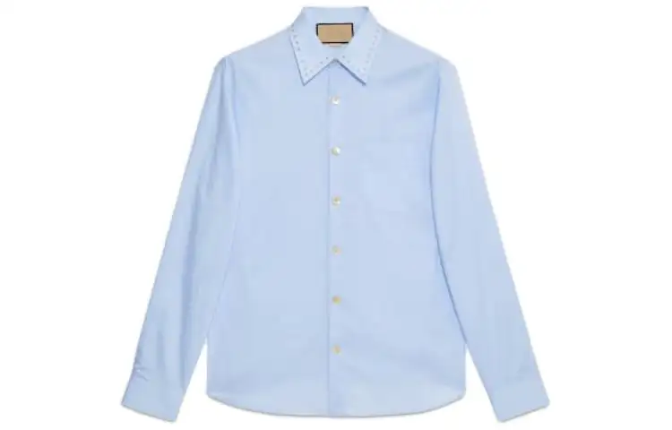 GUCCI Shirts Men's Blue Pointed Collar Moderate Other