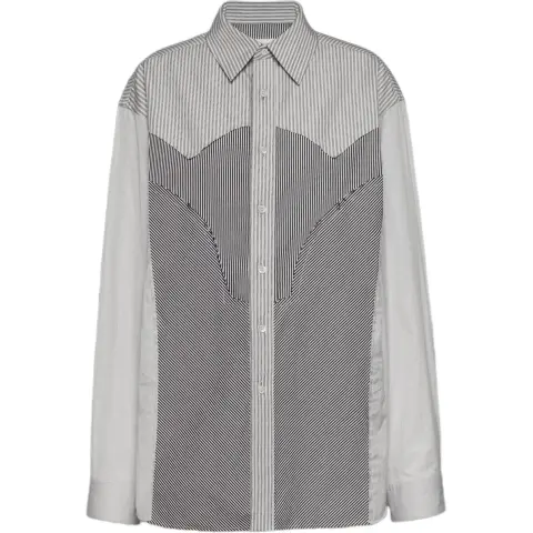 Maison Margiela Panelled Striped Button Up Shirt