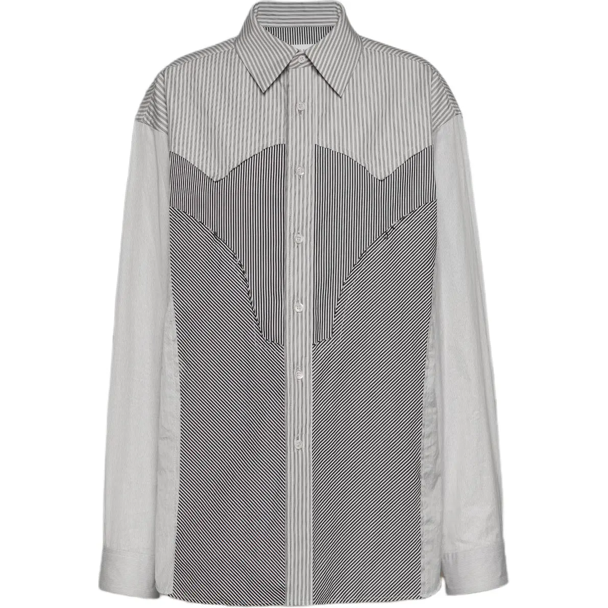 Maison Margiela Panelled Striped Button Up Shirt