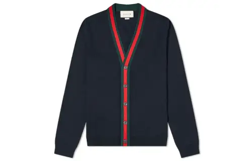GUCCI Sweaters Men's Black V Neck Moderate Cardigan