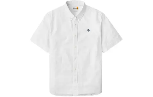 Timberland SS24 Shirt Men's White Yarn Dyed Woven