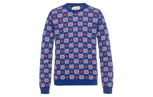 GUCCI Sweaters Men's Blue Crew Neck Moderate Other