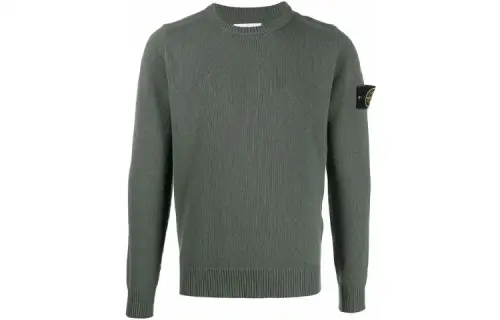 STONE ISLAND Sweaters Men's Green Crew Neck Moderate Straight Fit