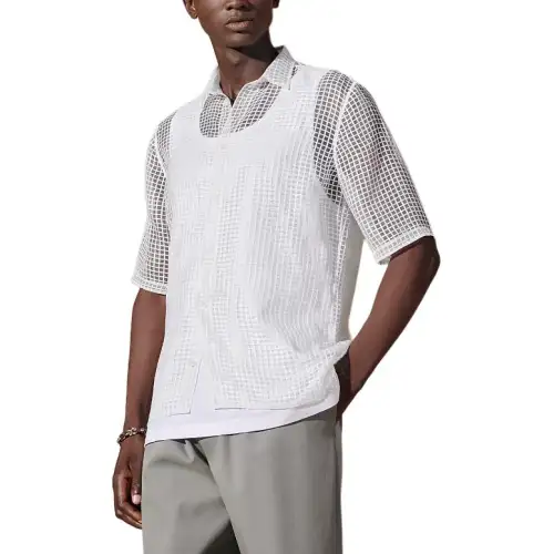 HERMES Shirts Men's White Lapel Moderate Other