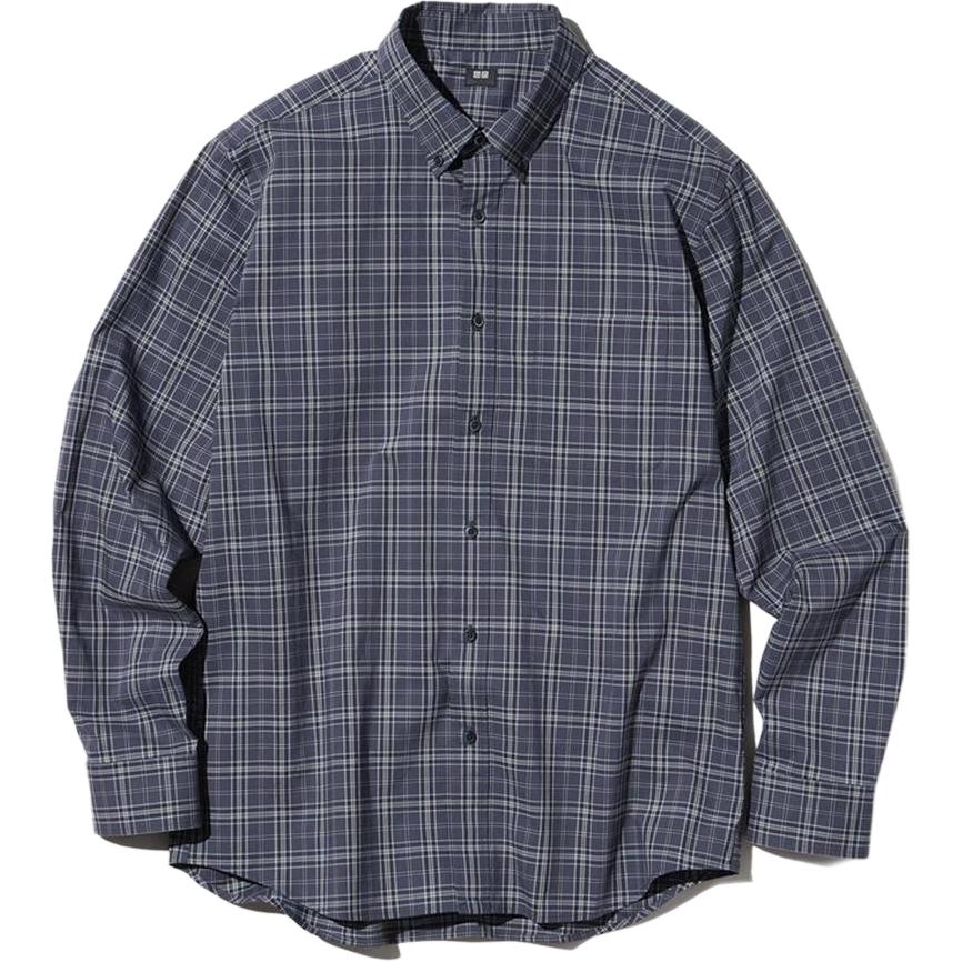 Рубашка UNIQLO Плед (темно-серая)