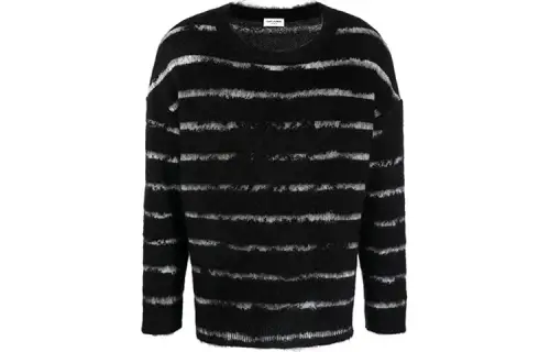 SAINT LAURENT Stripe Pattern Fuzzy Sweater
