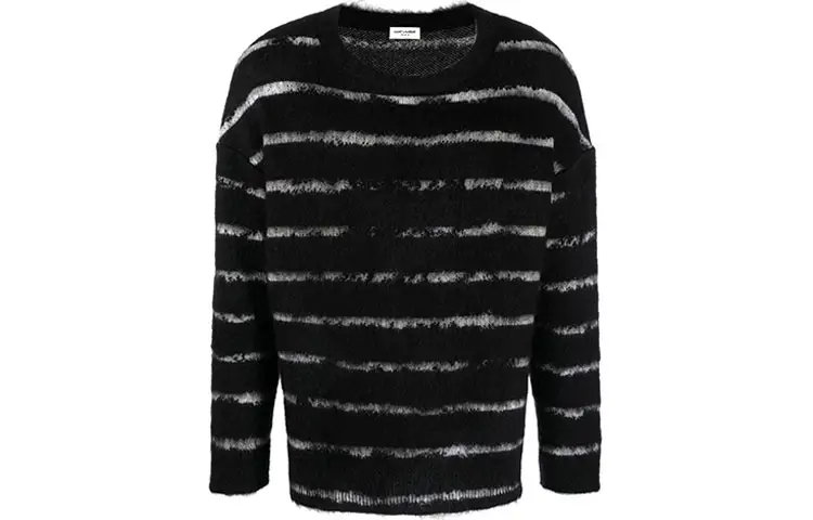 SAINT LAURENT Stripe Pattern Fuzzy Sweater
