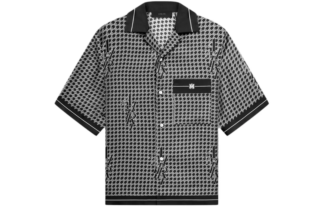 AMIRI Houndstooth Bowling Shirt Men's Black White