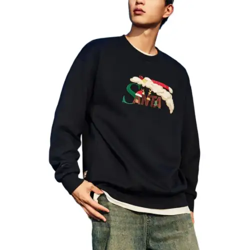 Anta Basketball Collection Comfortable Casual Minimalist Style Loose Fit Crew Neck Pullover Fleece Lined Thickened